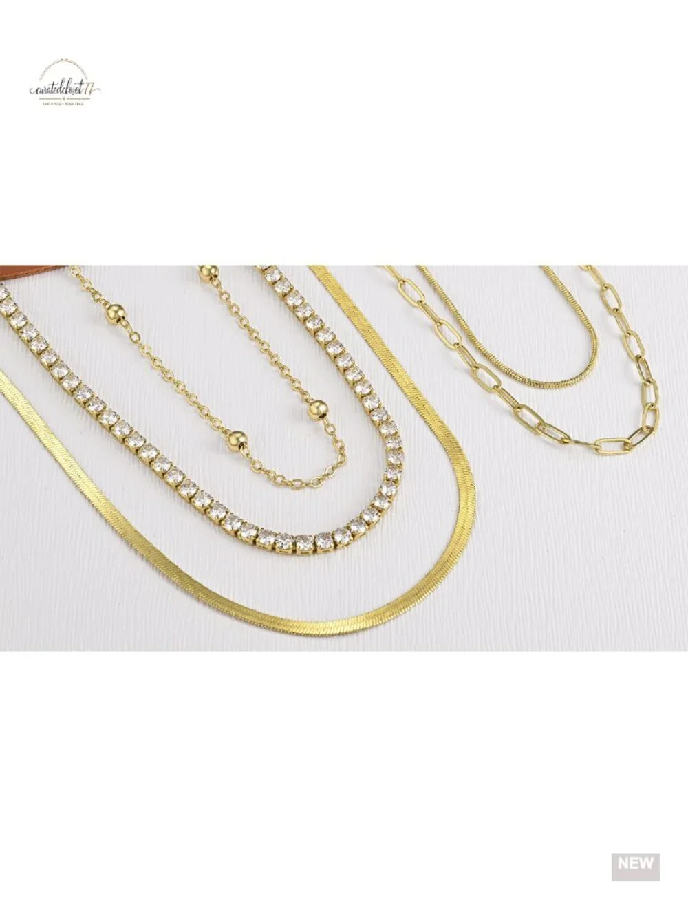 4PCS Layered Gold Cross Necklaces Set with Bohemian Beads and Pearls Adjustable